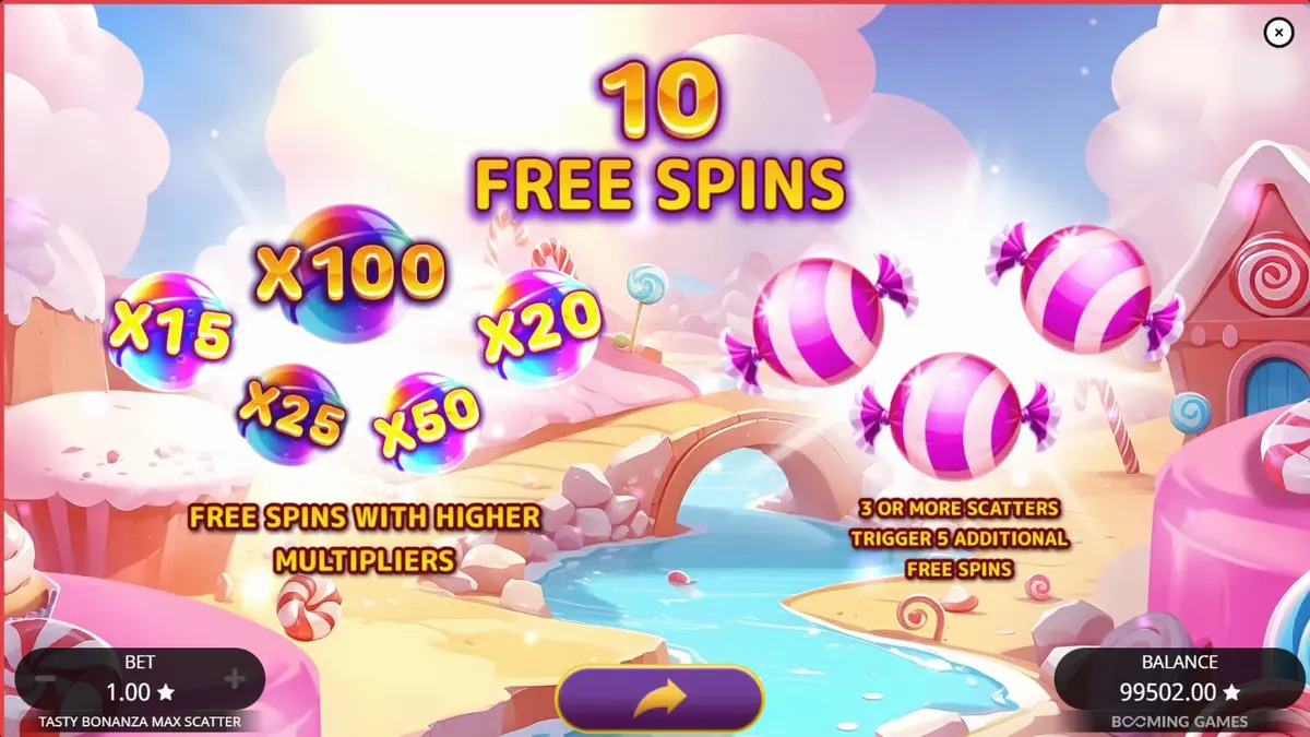 Tampilan layar Tasty Bonanza Max Scatter di perangkat mobile